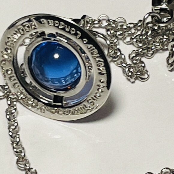 New Silver Vivienne Westwood Glacier Blue Saturn Orb Long chain Necklace - Picture 4 of 7
